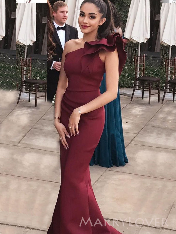 Burgundy Satin Mermaid Long Evening Prom Dresses, One Shoulder Custom MarryLover Burgundy Satin Mermaid Long Evening Prom Dresses, One Shoulder Custom MarryLover