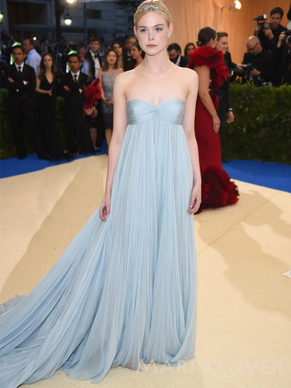 Sweetheart Blue Chiffon A-line Long Evening Prom Dresses, Strapless Pr MarryLover Sweetheart Blue Chiffon A-line Long Evening Prom Dresses, Strapless Pr MarryLover