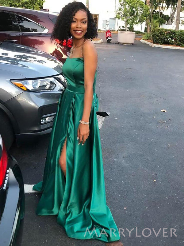 A-line Strapless Side Slit Long Evening Prom Dresses, Emerald Green Sa MarryLover A-line Strapless Side Slit Long Evening Prom Dresses, Emerald Green Sa MarryLover