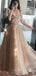 A-line Tulle Sweetheart Straps Long Evening Prom Dresses, Sparkly Prom Dress, MR8904