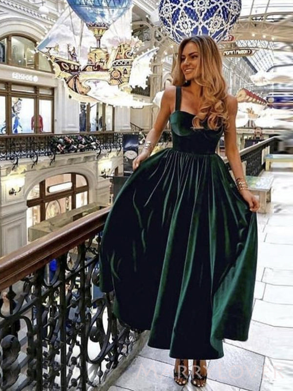 A-line Dark Green Velvet Straps Long Evening Prom Dresses, Sweetheart Prom Dress, MR8934 A-line Dark Green Velvet Straps Long Evening Prom Dresses, Sweetheart Prom Dress, MR8934