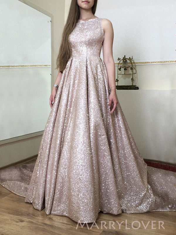 Sparkly A-line Sequins Formal Long Evening Prom Dresses, MR9020