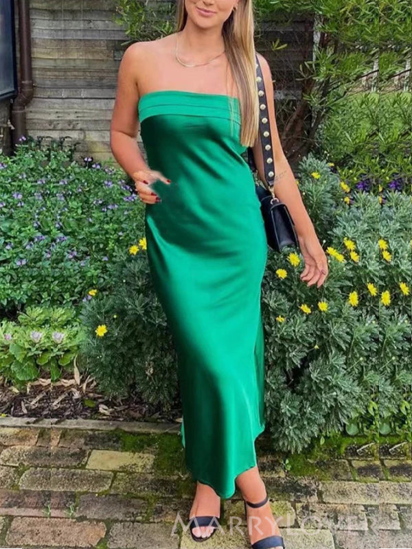 Strapless Emerald Green Satin Mermaid Long Evening Prom Dresses, Backl MarryLover Strapless Emerald Green Satin Mermaid Long Evening Prom Dresses, Backl MarryLover