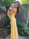 Gorgeous Satin Spaghetti Straps Mermaid Long Evening Prom Dresses, Side Slit Prom Dress, MR9060