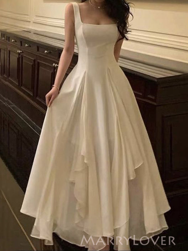 A-line White Chiffon Straps Long Evening Prom Dresses, MR9097 MarryLover A-line White Chiffon Straps Long Evening Prom Dresses, MR9097 MarryLover