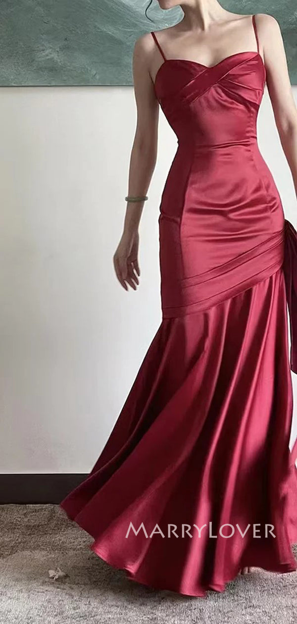 Spaghetti Straps Red Satin Long Evening Prom Dresses, Mermaid Prom Dre MarryLover Spaghetti Straps Red Satin Long Evening Prom Dresses, Mermaid Prom Dre MarryLover