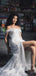 Gorgeous White Sequins Off Shoulder Long Evening Prom Dresses, MR9161