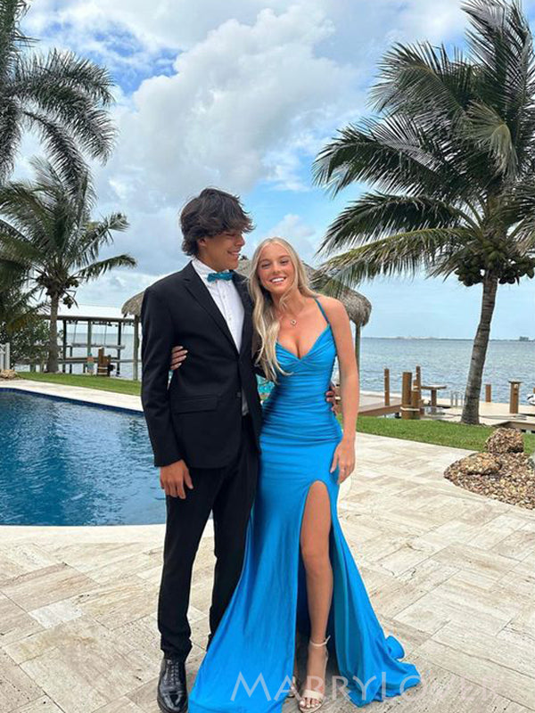 Sheath Mermaid Blue Spaghetti Straps Backless Long Evening Prom Dresse MarryLover Sheath Mermaid Blue Spaghetti Straps Backless Long Evening Prom Dresse MarryLover