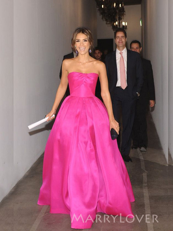 Formal Hot Pink Gaganza Satin Long Evening Prom Dresses, Strapless A-l MarryLover Formal Hot Pink Gaganza Satin Long Evening Prom Dresses, Strapless A-l MarryLover