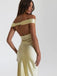 Off Shoulder Yellow Satin Mermaid Long Evening Prom Dresses, MR9359
