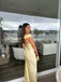 Popular Yellow Satin Mermaid Long Evening Prom Dresses, Backless Prom Dress, MR9364