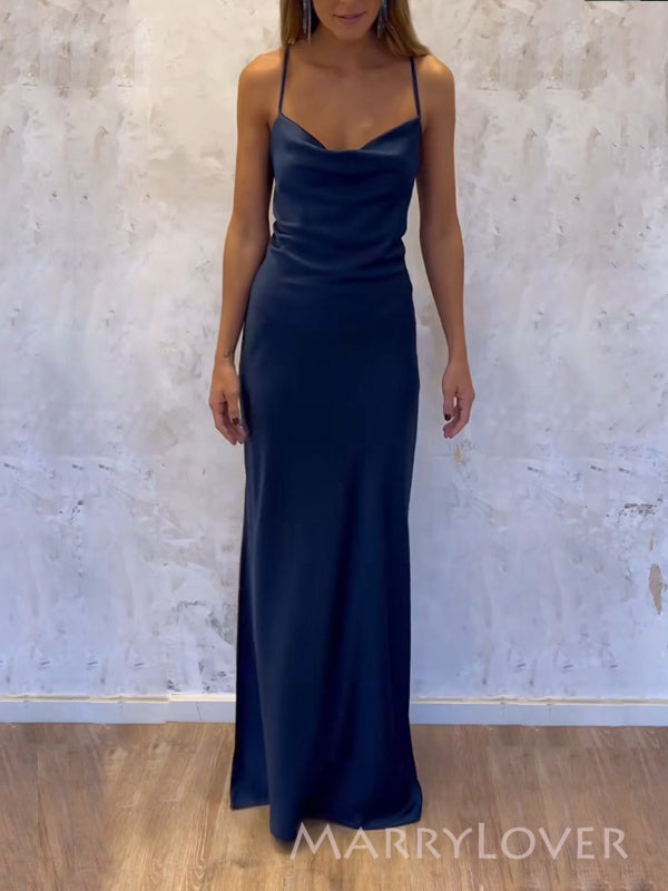 navy blue satin mermaid dress US2 / Picture Color