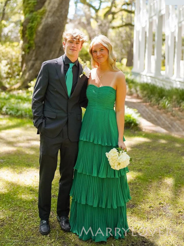 Morden Green Chiffon Sweetheart Long Evening Prom Dresses, A-line Prom MarryLover Morden Green Chiffon Sweetheart Long Evening Prom Dresses, A-line Prom MarryLover