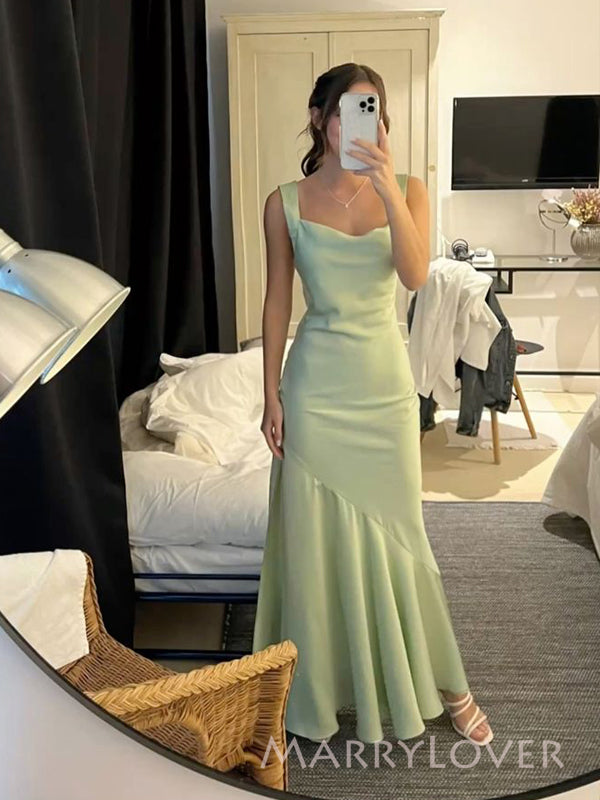 Sage Green Satin Mermaid Side Slit Long Evening Prom Dresses, MR9398 MarryLover Sage Green Satin Mermaid Side Slit Long Evening Prom Dresses, MR9398 MarryLover