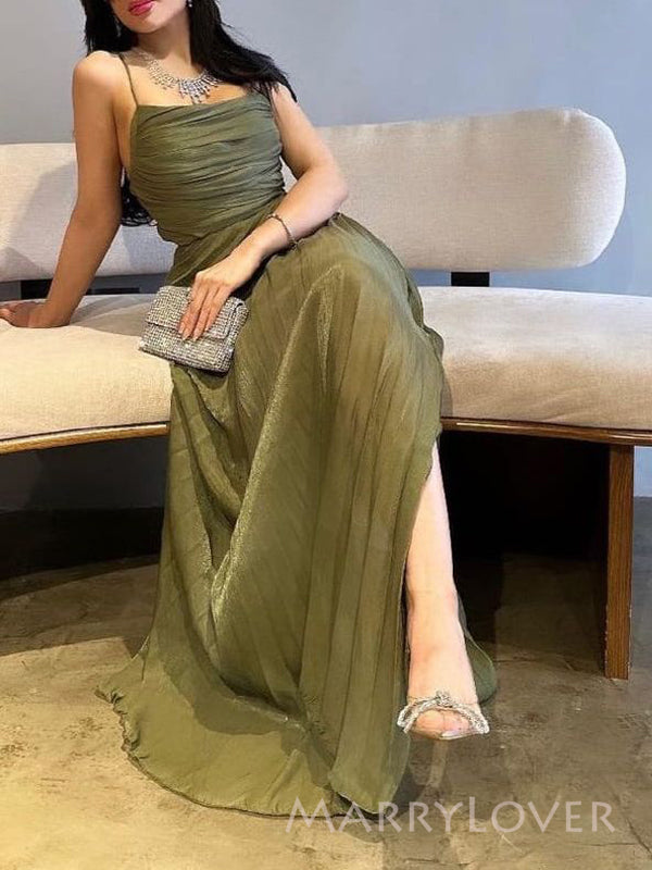 Simple Green A-line Spaghetti Straps Long Evening Prom Dresses, MR9399 MarryLover Simple Green A-line Spaghetti Straps Long Evening Prom Dresses, MR9399 MarryLover