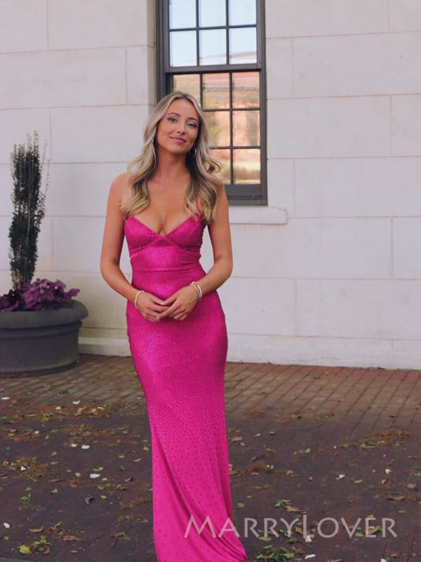 Sparkly Mermaid Pink Jersey Long Evening Prom Dresses, V-neck prom dress, MR9400 Sparkly Mermaid Pink Jersey Long Evening Prom Dresses, V-neck prom dress, MR9400