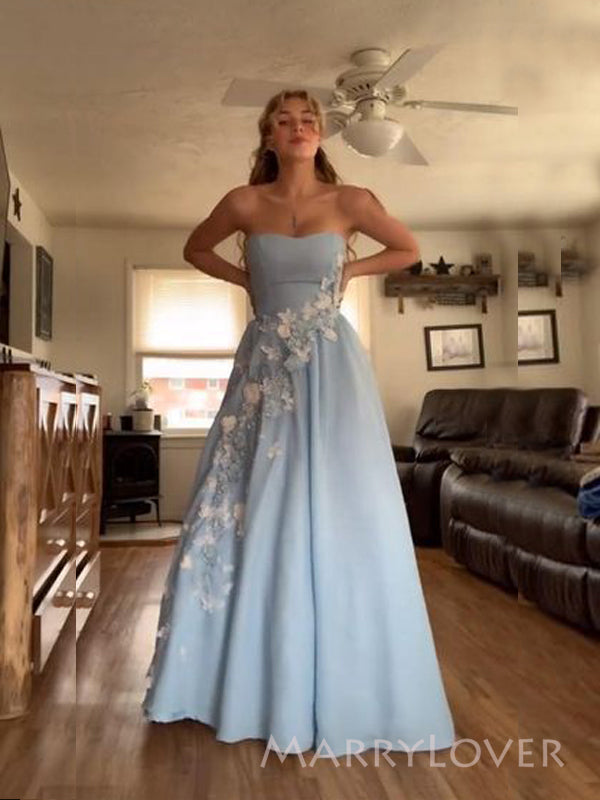 Formal Blue A-line Appliques Long Evening Prom Dresses, Sweetheart pro MarryLover Formal Blue A-line Appliques Long Evening Prom Dresses, Sweetheart pro MarryLover