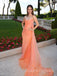 Orange Organza Beteau Strapless Long Evening Prom Dresses, MR9469