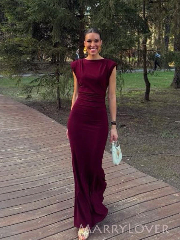 simple burgundy prom dress Burgundy Satin Floor Length Prom Dress, Simple A-Line Evening Party Dr