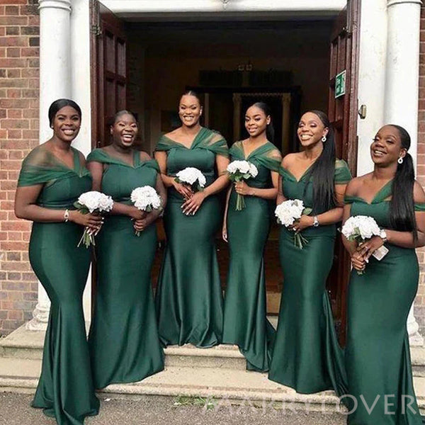 Mermaid Emerald Green Satin Tulle Cheap Bridesmaid Dresses , MRB0033 MarryLover Mermaid Emerald Green Satin Tulle Cheap Bridesmaid Dresses , MRB0033 MarryLover