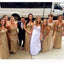 Sweetherat Gold Sequins Mermaid Strapless Cheap Long Custom Bridesmaid Dresses , MRB0084