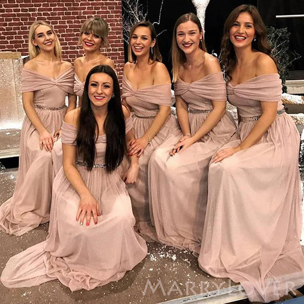A-line Sweetheart Off Shoulder Cheap Custom Long Custom Bridesmaid Dre – MarryLover