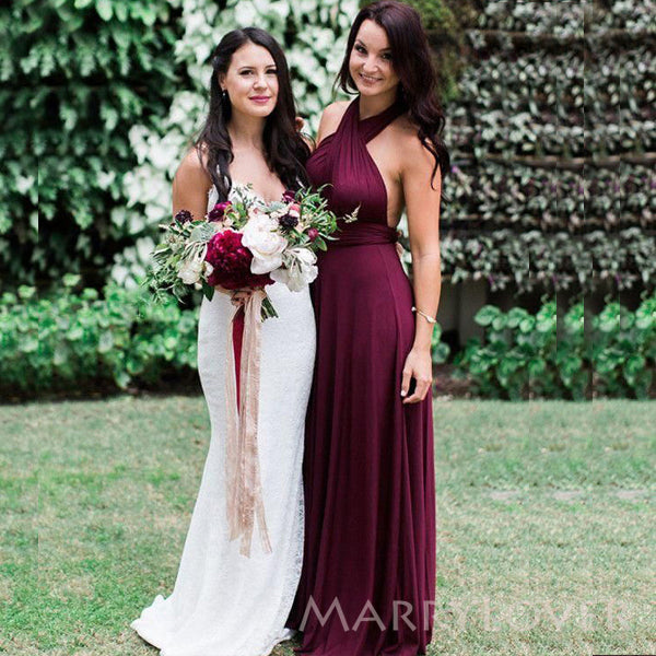 Sexy Burgundy Jersey Long Custom Halter Bridesmaid Dresses, MRB0137 Sexy Burgundy Jersey Long Custom Halter Bridesmaid Dresses, MRB0137
