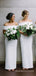 Simple Off Shoulder White Satin Long Cheap Mermaid Bridesmaid Dresses, MRB0203