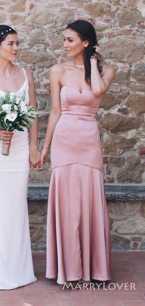 Mismatched Mermaid Satin Chiffon Long Custom Bridesmaid Dresses, MRB0206