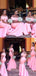 Pretty Pink Satin Appliques Mermaid Long Cheap Custom Bridesmaid Dresses, MRB0225