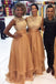 A-line Gold Long Cheap Custom Appliques Bridesmaid Dresses, MRB0228