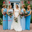 Mismatched Blue Chiffon A-lone Long Cheap Custom Bridesmaid Dresses, MRB0300