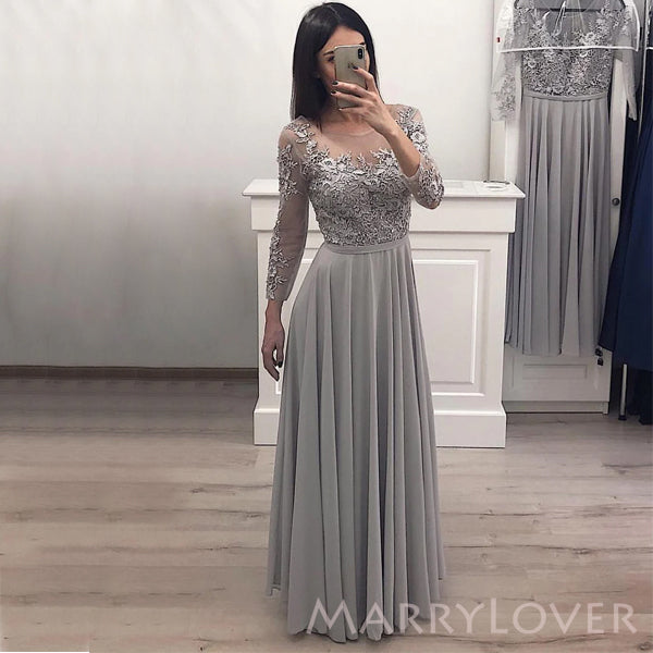 grey chiffon wedding dress Grey Chiffon Bridesmaid Dress Off Shoulder Floor Length Gown Light Grey / Custom order