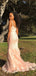 Mermaid Pink Applique V Neck Evening Prom Dresses, Sweet 16 Prom Dresses, OL090