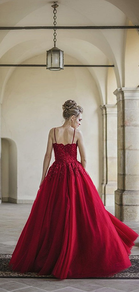 A-line Spaghetti Straps Cheap Evening Prom Dresses, Sweet 16 Prom Dresses, OL087