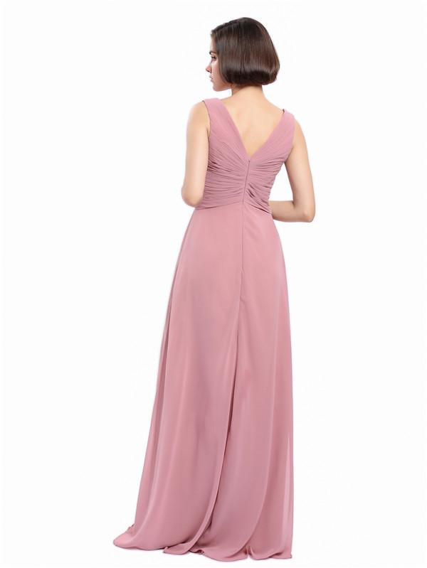 A-line V-neck Sleeveless Chiffon Bridesmaid Dresses