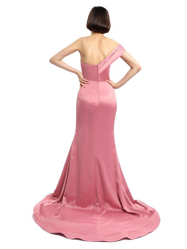 Mermaid One-shoulder Split Pleats Prom Dresses
