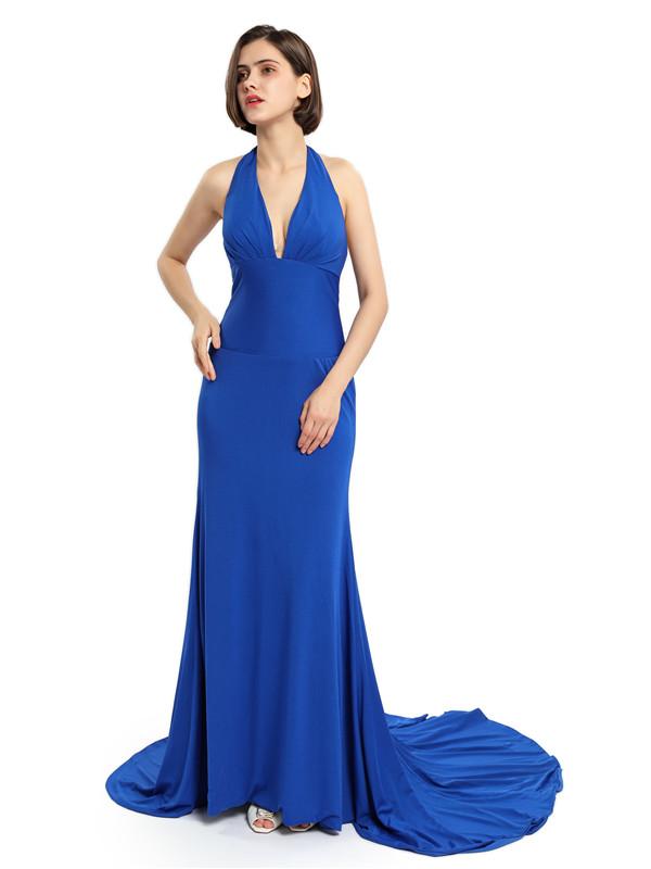 Mermaid Halter Deep V-neck Bridesmaid Dresses