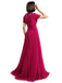 A-line Round Neck Short Sleeves Prom Dresses