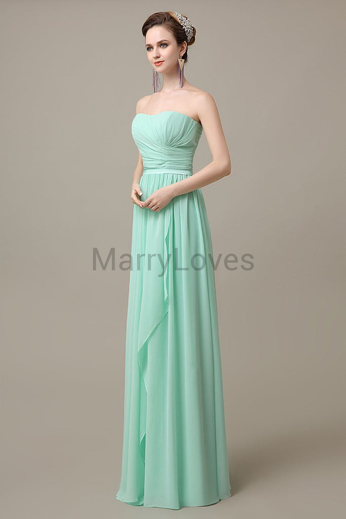 Strapless Pleats Chiffon Bridesmaid Dresses
