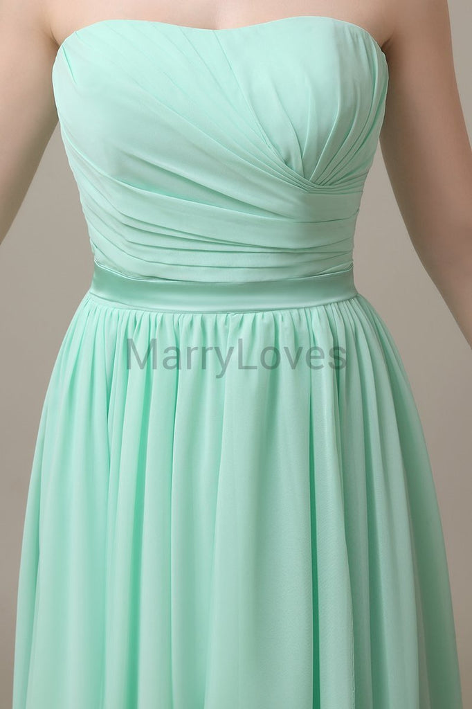 Strapless Pleats Chiffon Bridesmaid Dresses