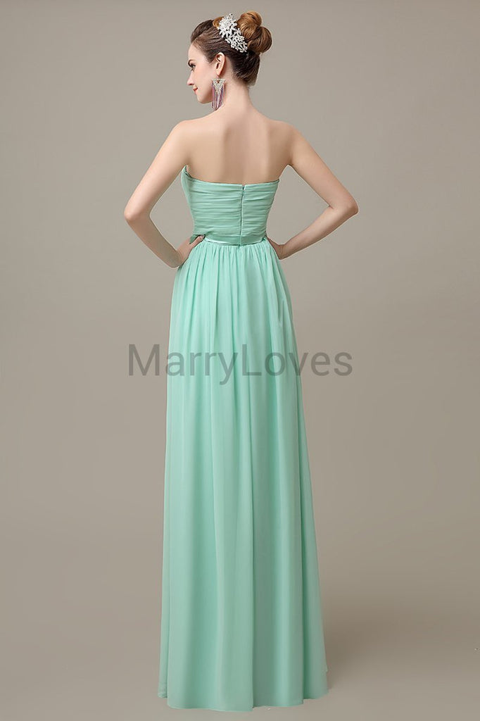Strapless Pleats Chiffon Bridesmaid Dresses
