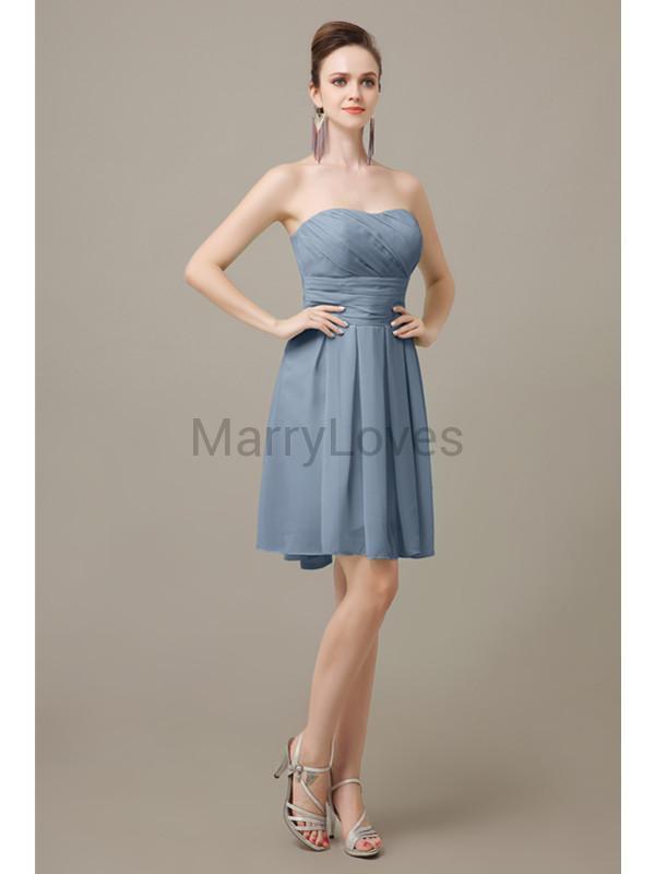 Strapless Pleats Sweetheart Bridesmaid Dresses