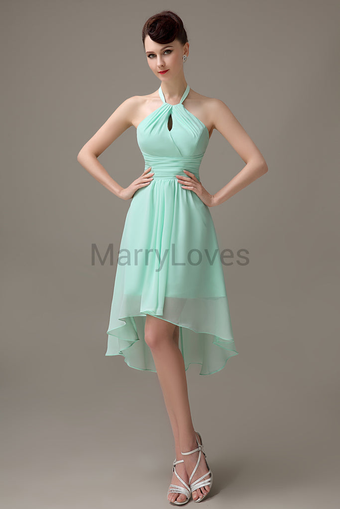 Halter High-Low Chiffon Bridesmaid Dresses