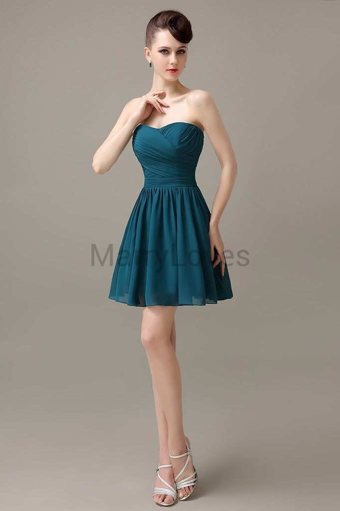 Sweetheart Chiffon Short Bridesmaid Dresses