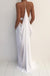 Beach Sexy Halter Unique Split White Cheap Simple Long Prom Dresses, BG51539 - Bubble Gown