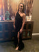 One Shoulder Sequins Side Slit Long Evening Prom Dresses, Custom Mermaid Prom Dress, BGS0056