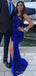 One Shoulder Sequins Side Slit Long Evening Prom Dresses, Custom Mermaid Prom Dress, BGS0056