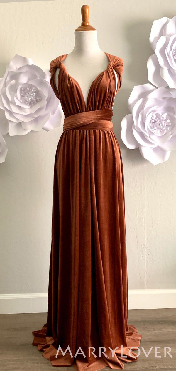 Floor Length Copper Velvet Convertible Long Bridesmaid Dresses, BN1008 MarryLover Floor Length Copper Velvet Convertible Long Bridesmaid Dresses, BN1008 MarryLover