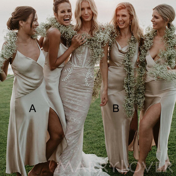 Plunging V-neck Stretch Satin Long Bridesmaid Dresses , BN1017 Plunging V-neck Stretch Satin Long Bridesmaid Dresses , BN1017